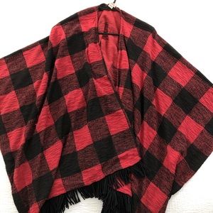 Buffalo plaid open front cape